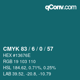 Code couleur: CMYK 83 / 6 / 0 / 57 | qconv.com