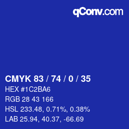 Código de color: CMYK 83 / 74 / 0 / 35 | qconv.com