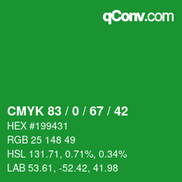 Código de color: CMYK 83 / 0 / 67 / 42 | qconv.com