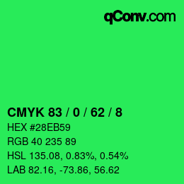 Farbcode: CMYK 83 / 0 / 62 / 8 | qconv.com