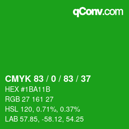 Code couleur: CMYK 83 / 0 / 83 / 37 | qconv.com