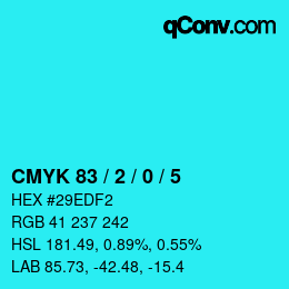 Código de color: CMYK 83 / 2 / 0 / 5 | qconv.com