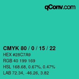 Farbcode: CMYK 80 / 0 / 15 / 22 | qconv.com