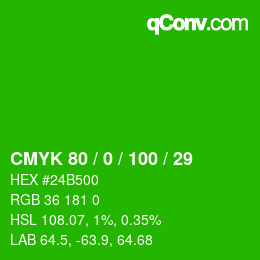 Color code: CMYK 80 / 0 / 100 / 29 | qconv.com