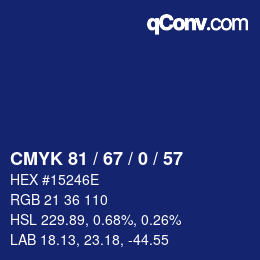 Code couleur: CMYK 81 / 67 / 0 / 57 | qconv.com