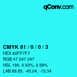 Farbcode: CMYK 81 / 0 / 0 / 3 | qconv.com