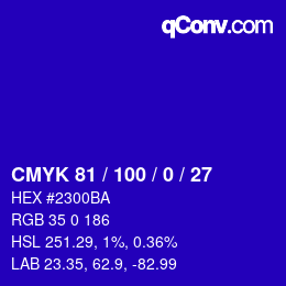 Farbcode: CMYK 81 / 100 / 0 / 27 | qconv.com