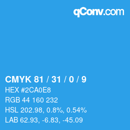 Code couleur: CMYK 81 / 31 / 0 / 9 | qconv.com