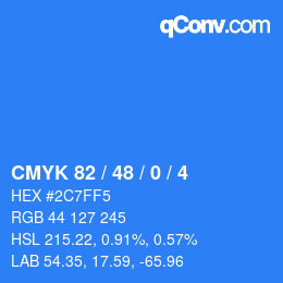 Code couleur: CMYK 82 / 48 / 0 / 4 | qconv.com