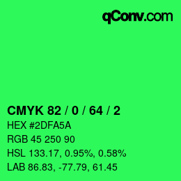 Color code: CMYK 82 / 0 / 64 / 2 | qconv.com