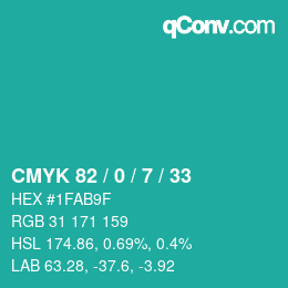 Código de color: CMYK 82 / 0 / 7 / 33 | qconv.com