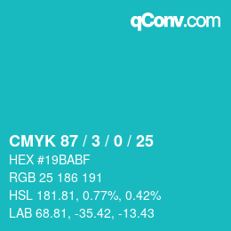 Color code: CMYK 87 / 3 / 0 / 25 | qconv.com