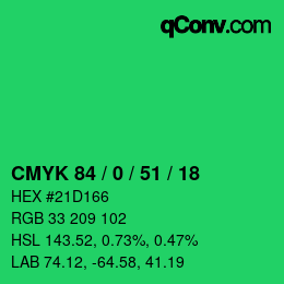 Color code: CMYK 84 / 0 / 51 / 18 | qconv.com