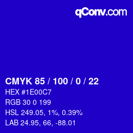 Código de color: CMYK 85 / 100 / 0 / 22 | qconv.com