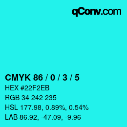 Código de color: CMYK 86 / 0 / 3 / 5 | qconv.com