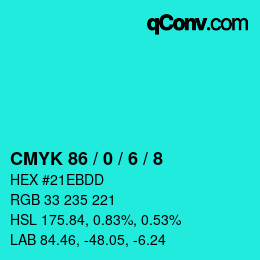 Color code: CMYK 86 / 0 / 6 / 8 | qconv.com