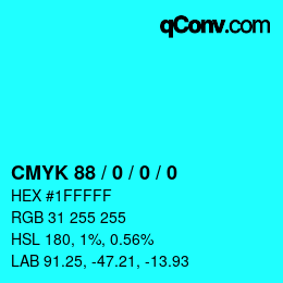 Color code: CMYK 88 / 0 / 0 / 0 | qconv.com