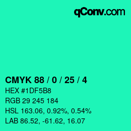 Código de color: CMYK 88 / 0 / 25 / 4 | qconv.com