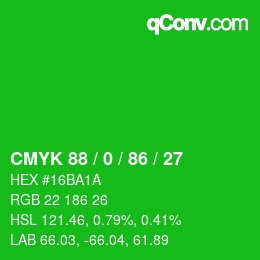 Color code: CMYK 88 / 0 / 86 / 27 | qconv.com