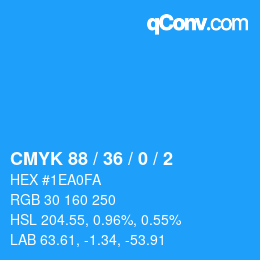 Code couleur: CMYK 88 / 36 / 0 / 2 | qconv.com