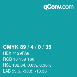 カラーコード: CMYK 89 / 4 / 0 / 35 | qconv.com