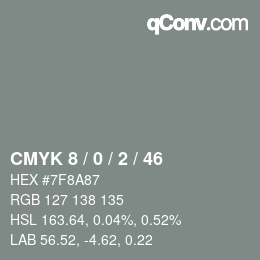 Código de color: CMYK 8 / 0 / 2 / 46 | qconv.com