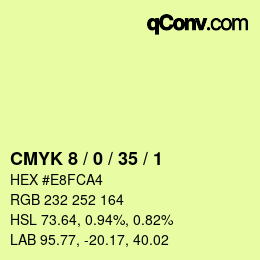 Code couleur: CMYK 8 / 0 / 35 / 1 | qconv.com