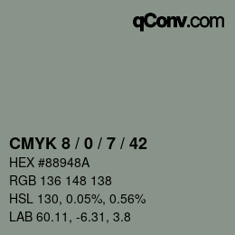 カラーコード: CMYK 8 / 0 / 7 / 42 | qconv.com