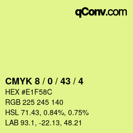 Farbcode: CMYK 8 / 0 / 43 / 4 | qconv.com