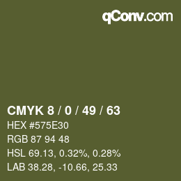 Farbcode: CMYK 8 / 0 / 49 / 63 | qconv.com