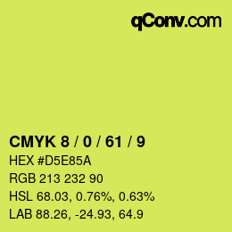 Farbcode: CMYK 8 / 0 / 61 / 9 | qconv.com