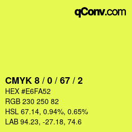 Code couleur: CMYK 8 / 0 / 67 / 2 | qconv.com