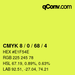 Farbcode: CMYK 8 / 0 / 68 / 4 | qconv.com