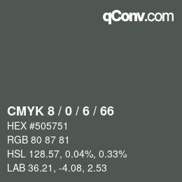 カラーコード: CMYK 8 / 0 / 6 / 66 | qconv.com