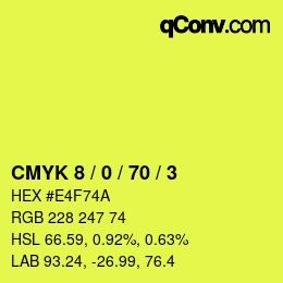 Color code: CMYK 8 / 0 / 70 / 3 | qconv.com