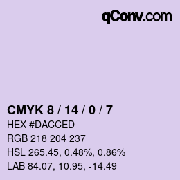 Code couleur: CMYK 8 / 14 / 0 / 7 | qconv.com