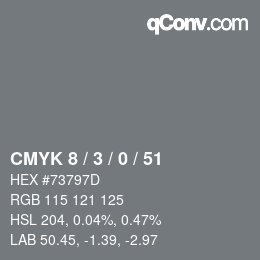 Code couleur: CMYK 8 / 3 / 0 / 51 | qconv.com