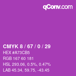 Color code: CMYK 8 / 67 / 0 / 29 | qconv.com