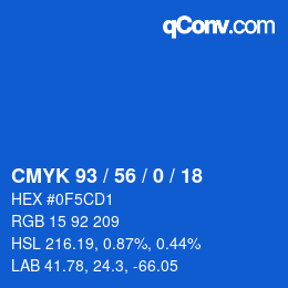 Code couleur: CMYK 93 / 56 / 0 / 18 | qconv.com