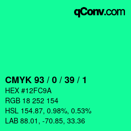 Color code: CMYK 93 / 0 / 39 / 1 | qconv.com