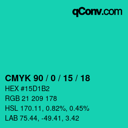 Farbcode: CMYK 90 / 0 / 15 / 18 | qconv.com