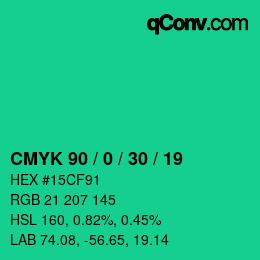 Farbcode: CMYK 90 / 0 / 30 / 19 | qconv.com