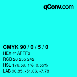 Farbcode: CMYK 90 / 0 / 5 / 0 | qconv.com