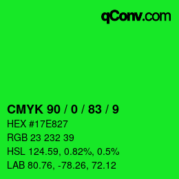 Código de color: CMYK 90 / 0 / 83 / 9 | qconv.com