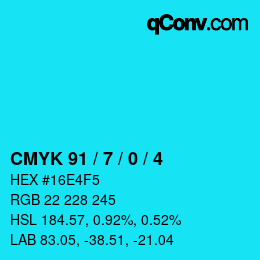 Código de color: CMYK 91 / 7 / 0 / 4 | qconv.com