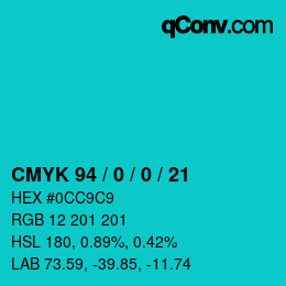 Code couleur: CMYK 94 / 0 / 0 / 21 | qconv.com