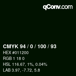 Código de color: CMYK 94 / 0 / 100 / 93 | qconv.com