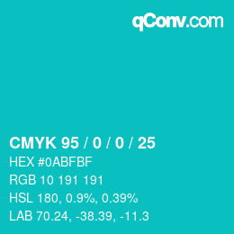 Color code: CMYK 95 / 0 / 0 / 25 | qconv.com