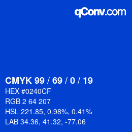 カラーコード: CMYK 99 / 69 / 0 / 19 | qconv.com