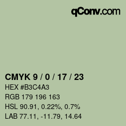 Farbcode: CMYK 9 / 0 / 17 / 23 | qconv.com